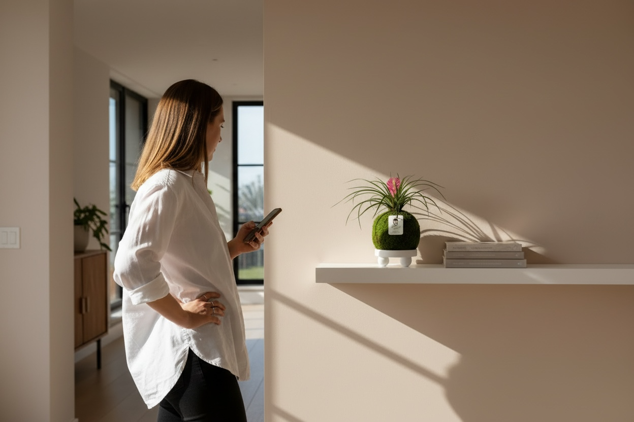 Bromeliad Pink Quill | Moss Ball Kokedama