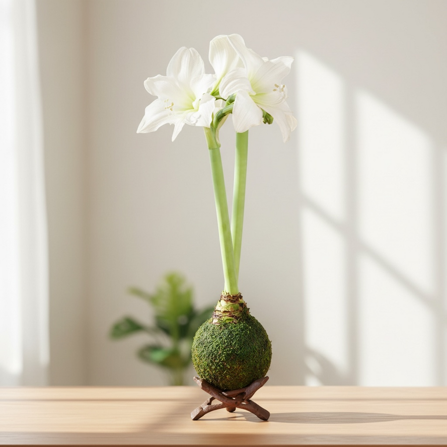 Amaryllis | Moss Ball Kokedama – Kazumi Garden Amaryllis | Moss Ball Kokedama – Kazumi Garden